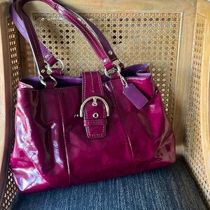 EUC Coach raspberry wine colored, red burgundy Soho satchel handbag